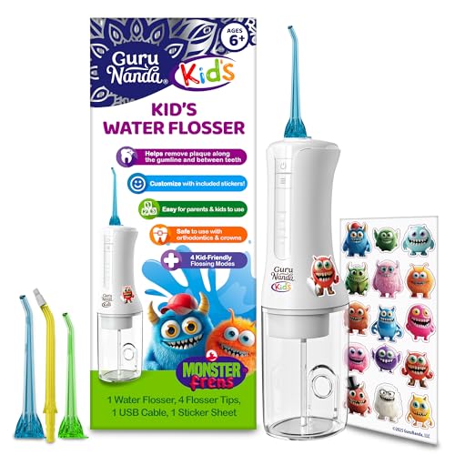 GuruNanda Kids Cordless Water Flosser - Braces-Friendly, Ages 6+