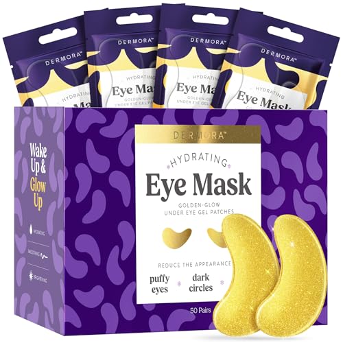 DERMORA Golden Glow Under Eye Patches - 50 Pairs for Radiant Skin