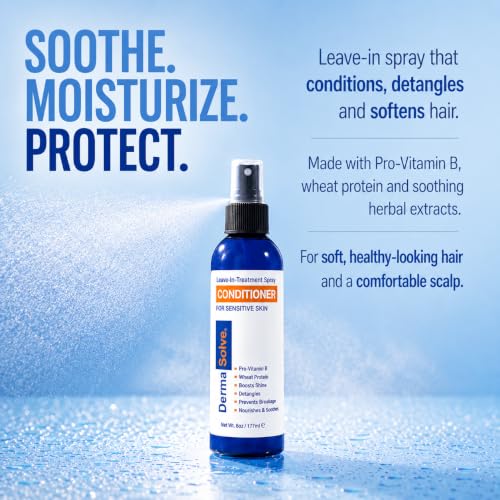 Dermasolve Leave-In Conditioner Spray for Sensitive Scalp - Fragrance Free, 6 oz