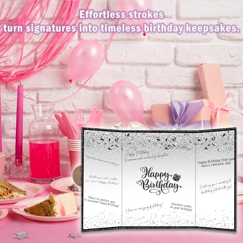 Elegant Black Silver Birthday Guest Book - 18"x12" Signing Card