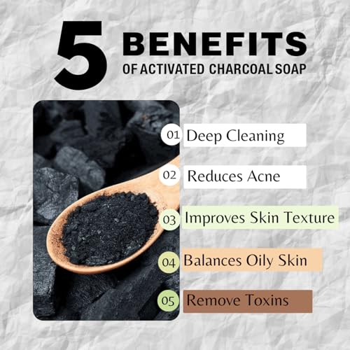 One With Nature Activated Charcoal Soap 4oz 3-Pack - Detoxifying Dead Sea Salt Bar