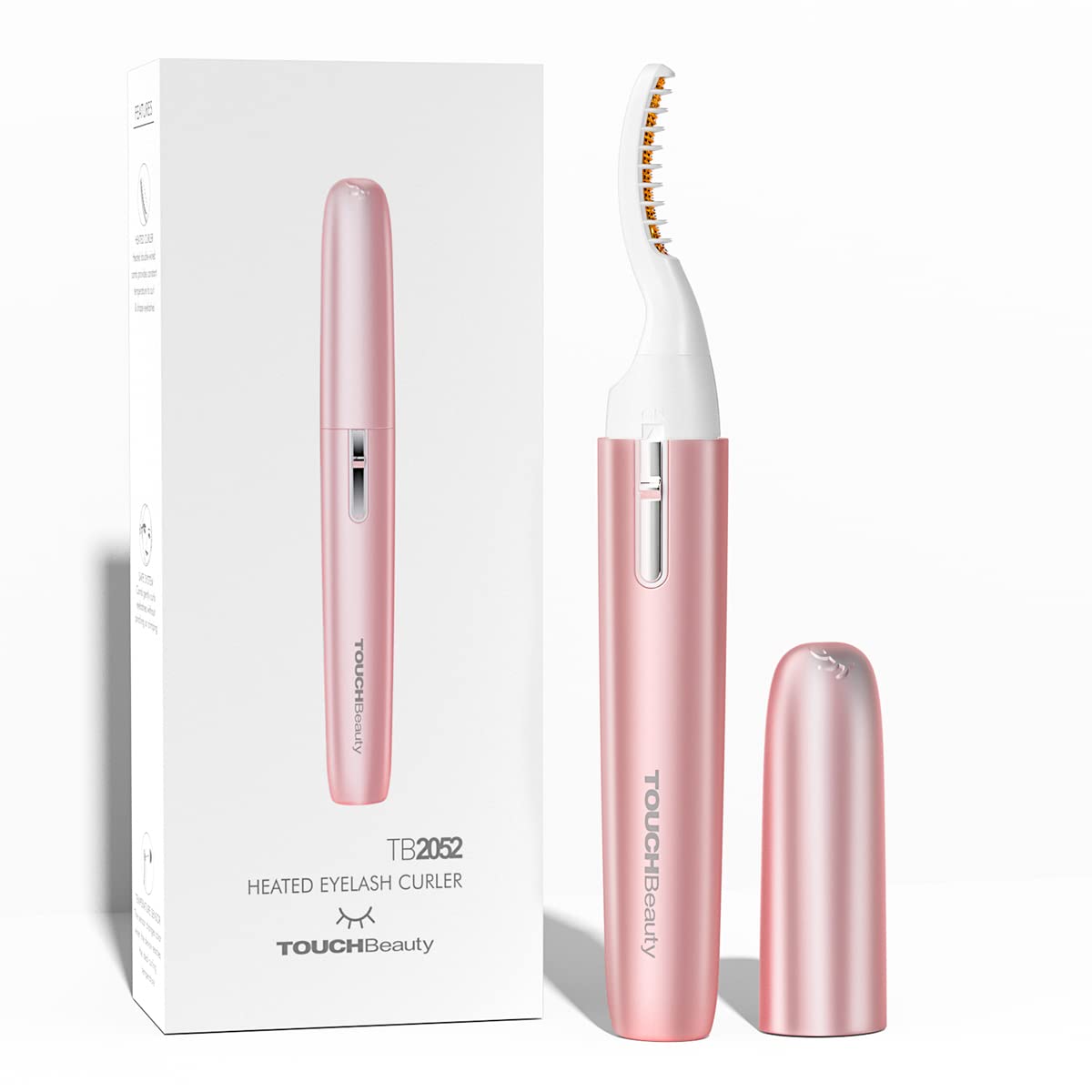 TOUCHBeauty Heated Eyelash Curler - Electric Eyelash Curler with Comb - Lash Curler for Painless Quick Natural Curling(Battery is Not Included), Pink