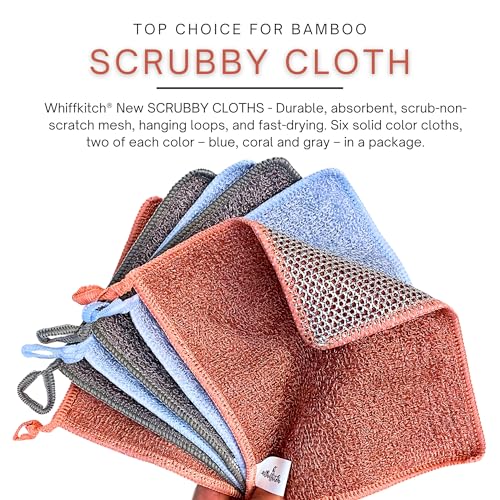 Whiffkitch Reusable Scrubbing Dishcloths - 6-Pack, 6x7in, Fast-Drying