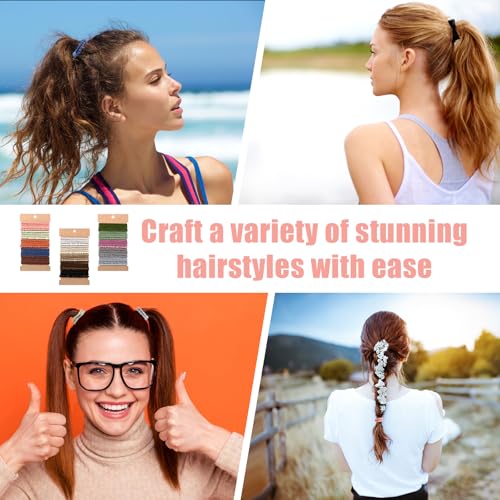 60 Pcs Boho Elastic Hair Ties & Bracelets Set for Women & Girls