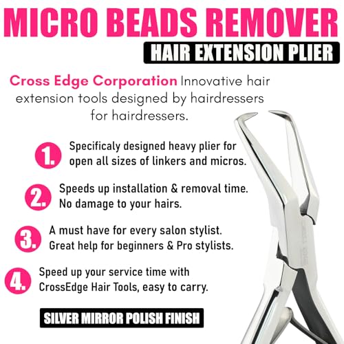 Stainless Steel Micro Link Bead Remover Pliers for Hair Extensions - Cross Edge Silver, 5.5 Inch