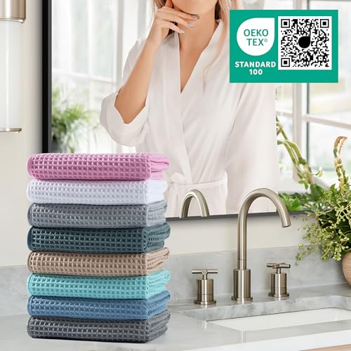 Microfiber Waffle Hand Towels Set - 2 Soft, Absorbent, Quick-Dry Towels (Beige)