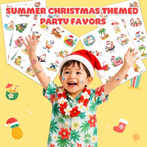 60 PCS July Xmas Temporary Tattoos for Kids | Summer Holiday Fun