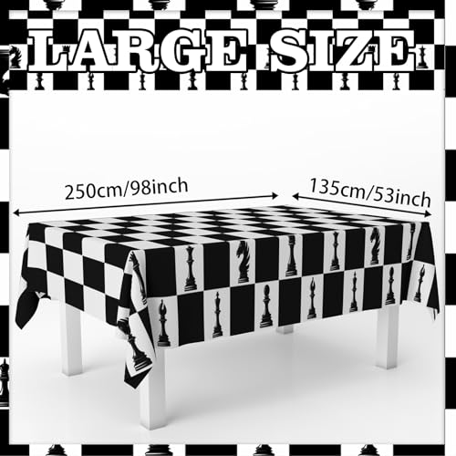 Black and White Checkered Tablecloth for Party - 53x98 Inches