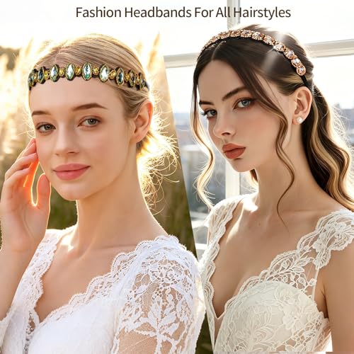 Teenitor 6-Piece Rhinestone Beaded Headbands for Women