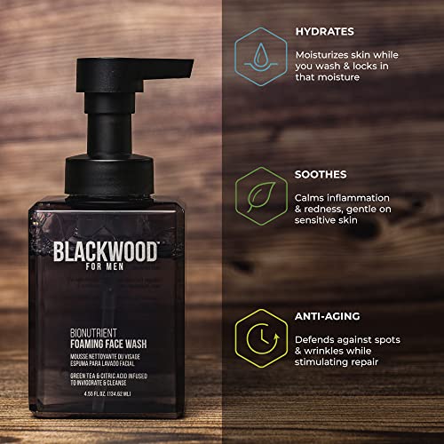 Blackwood For Men BioNutrient Foaming Face Wash 4.5 Fl Oz - Gentle Daily Acne & Sensitive Skin Cleanser