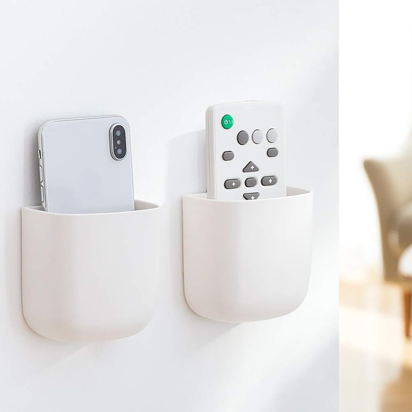1Pcs Wall-Mounted Storage Box Space-Saving Wall Organizer for Phone Remote Small Items Creative Hanging Storage Easy Install No Electricity Needed(White)