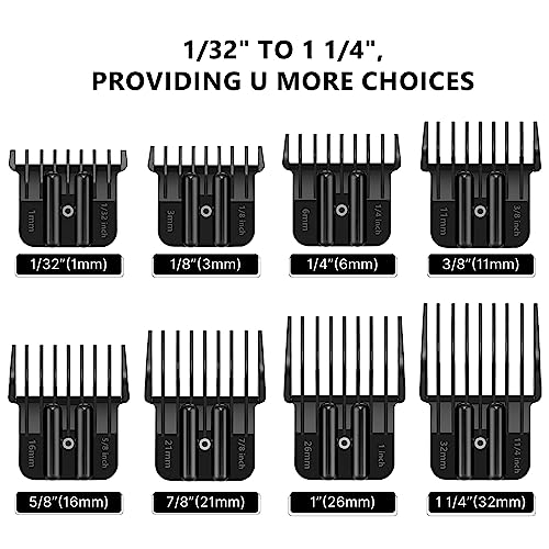 CR8GR8 8 Pack Hair Clipper Guards for Wahl & Andis - Adjustable Combs