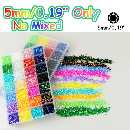 5mm SS20 Multicolor Resin Rhinestones for DIY Crafts - 28 Grids