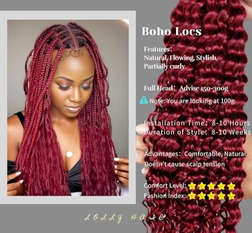 Leruikair 20-Inch Burgundy Curly Human Braiding Hair - 100g Bulk Set