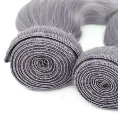 MavKuvx Brazilian Body Wave Grey Human Hair Bundles - 3 Pack 150g Total