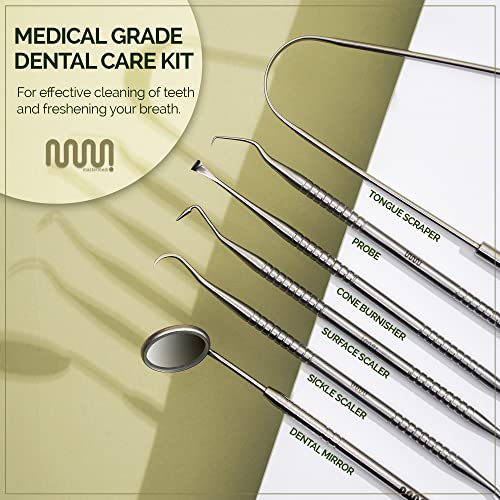 MasterMedi 6-Piece Stainless Steel Dental Tool Kit with Storage Case