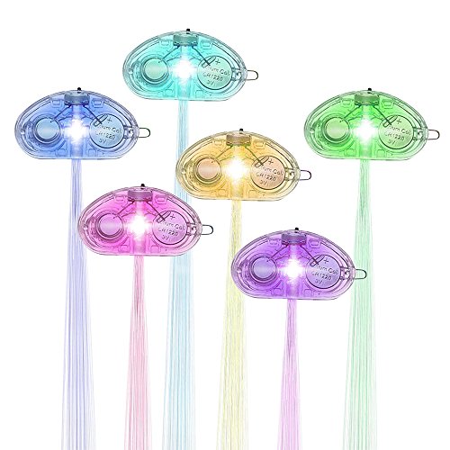 24Pcs LED Hair Extensions with Clip - Color Changing Fiber Optic Clips for Parties