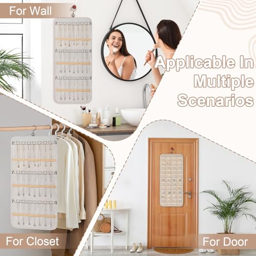 Dynoro Double-Sided Jewelry Organizer Roll - 48 Pockets & 21 Hooks