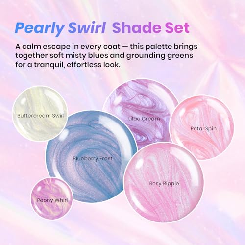 Beetles Pearly Swirl Gel Polish Set - 6 Piece Shell Texture Nail Art Kit