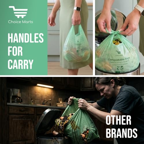 Compostable Trash Bags 1.6 Gallon with Easy Tie Handles