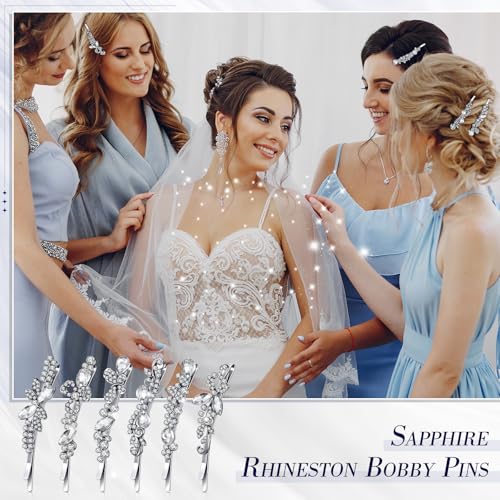 White Vintage Crystal Rhinestone Hair Pins 12 Pcs Bridal Hair Accessories for Wedding & Bride