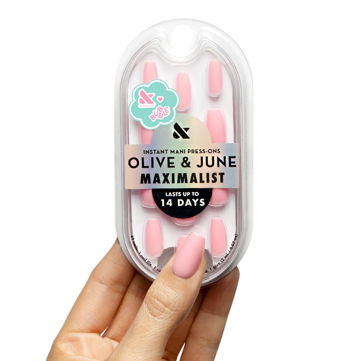 Maximalist Press-On Nails - Non-Toxic, Long-Lasting, Salon-Quality | 42 Fake Nails in 21 Sizes - Short Round Sky Chrome