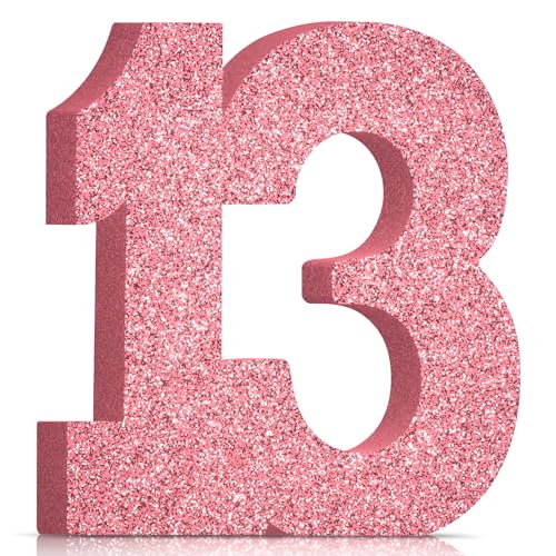 Glittery Number 13 Table Centerpiece for 13th Birthday Party