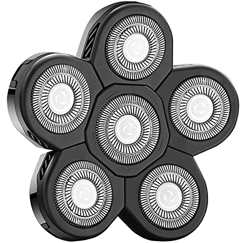 Universal 6 Blades Replacement Heads for Mainstream shaver brands, 5 Blades Head Shaver Replacement Blades, Head shaver Bald Shaver replacement heads With Blade Cover Shaver Head (6 Black)