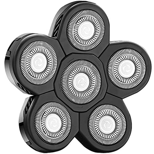 Universal 6 Blades Replacement Heads for Mainstream shaver brands, 5 Blades Head Shaver Replacement Blades, Head shaver Bald Shaver replacement heads With Blade Cover Shaver Head (6 Black)