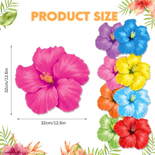 30 Pcs Hibiscus Flower Placemats - Colorful Disposable Table Mats
