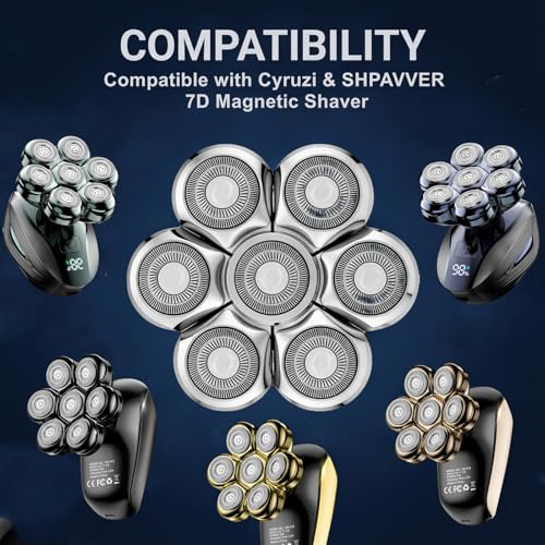 1Pcs Silver Cyruzi & SHPAVVER Replacement Shaver Head - 7D Floating, Waterproof
