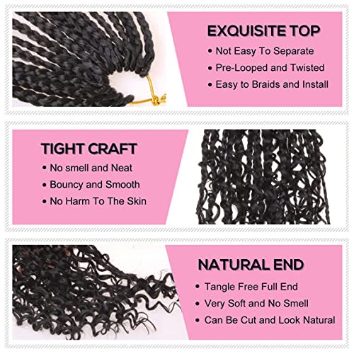 COOKOO 10 Inch Boho Goddess Box Braids Crochet Hair - 8 Pack Pre-looped