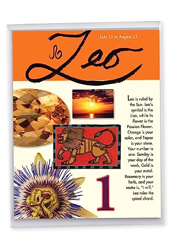 Oversized Birthday Card for Leo - Jumbo 8.5 x 11 Inch with Envelope