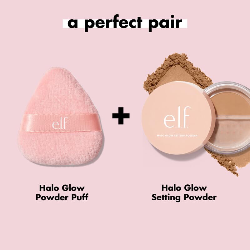 e.l.f. Halo Glow Powder Puff - Soft Reusable Puff for Loose & Pressed Powders | Vegan & Cruelty-Free