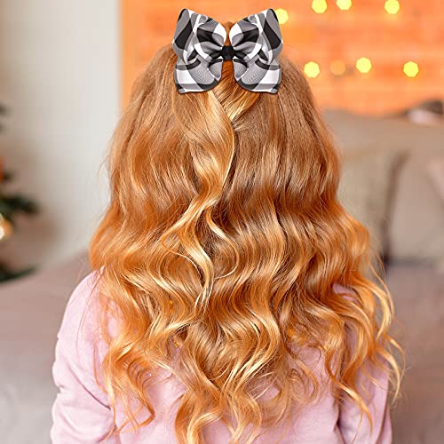 Syhood 2 Pcs Buffalo Plaid Hair Bows with Alligator Clips - Black & White
