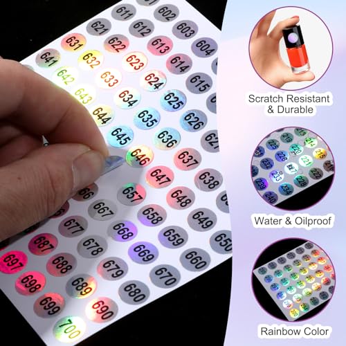 Self-Adhesive Number Stickers 1-1000 - Waterproof Round Labels
