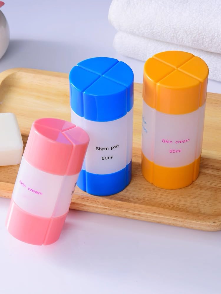 Leak-Proof Travel Bottles 4-in-1 Refillable Travel Size Bottles – TSA Approved Toiletry Containers for Shampoo Lotion and Cosmetics – Empty Travel Squeeze Bottles for Women & Men