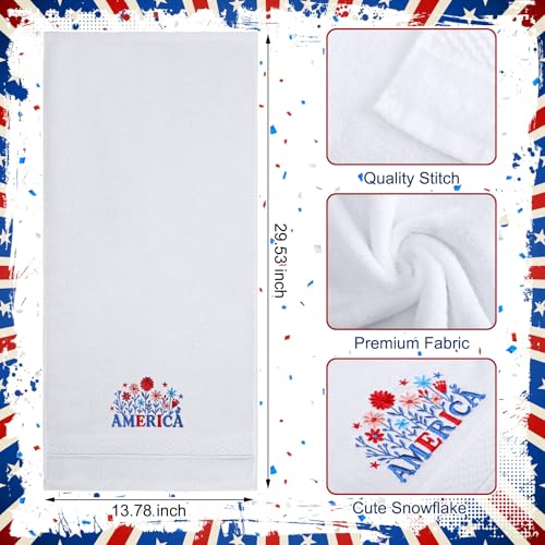 Peryiter 2 Pack Patriotic Hand Towels - 4th of July Floral Design