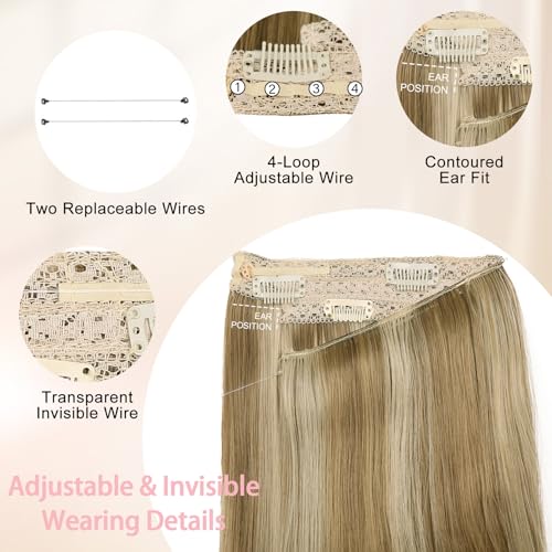 Light Blonde Mixed Bleach Blonde Layered Halo Hair Extensions