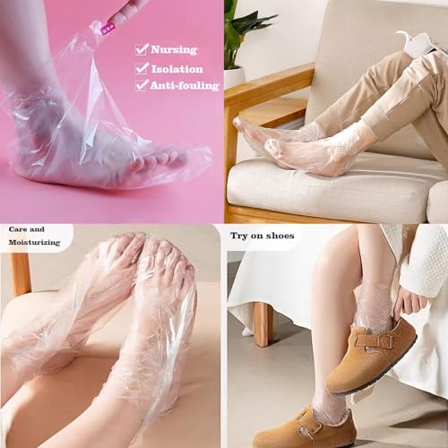 400-Pack Disposable Plastic Foot Covers for Pedicure & Spa Treatments