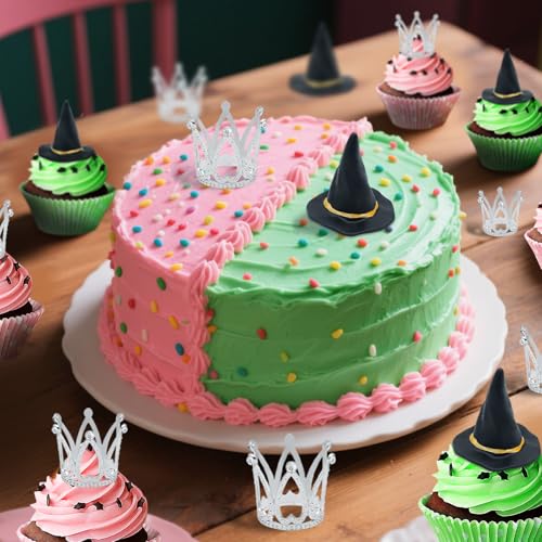 Witch Hat and Crown Cake Topper Set - 24 Pcs for Parties