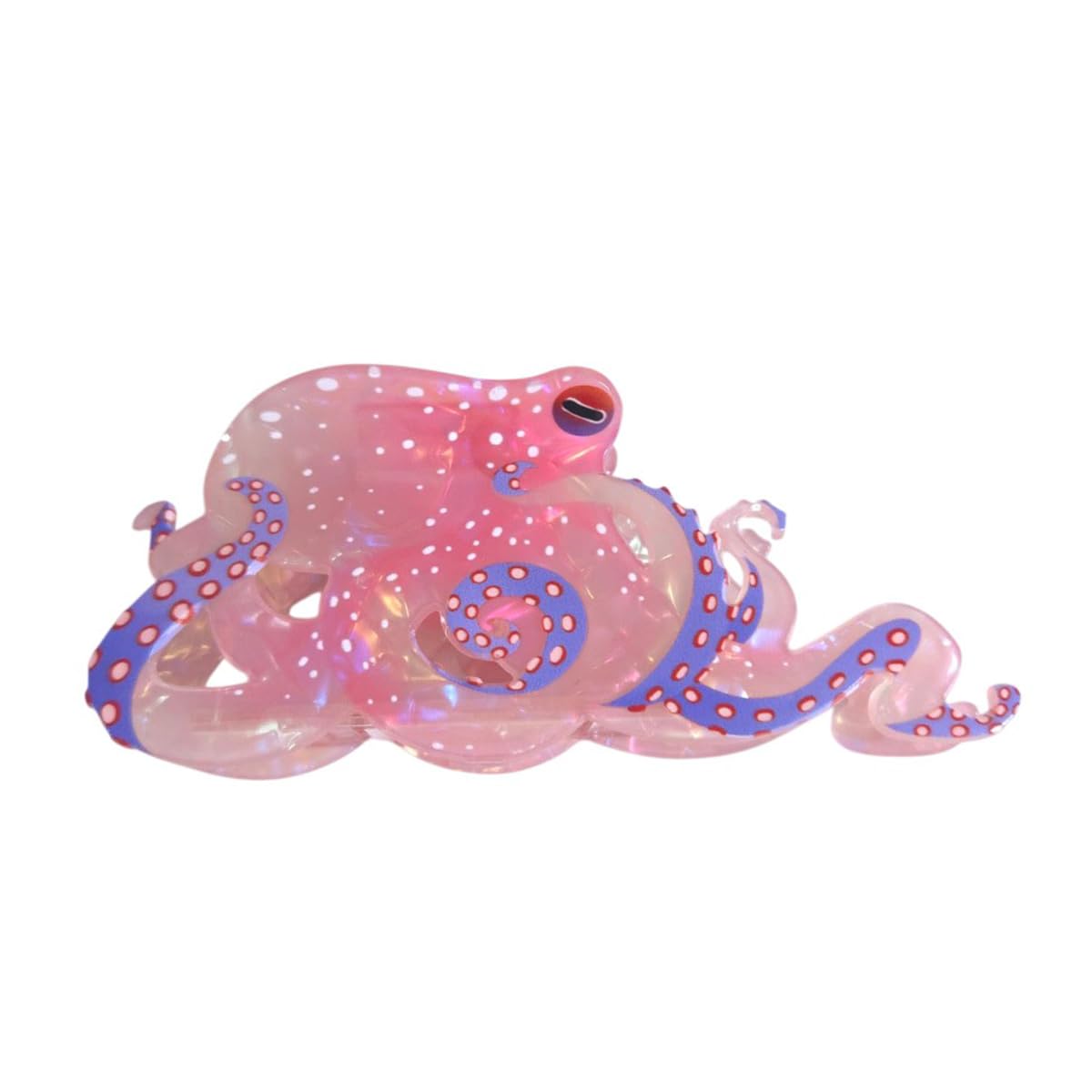 Funny Octopus Hair Clips - Novelty Acetate Claw Clip for Women | Light Pink Small Size