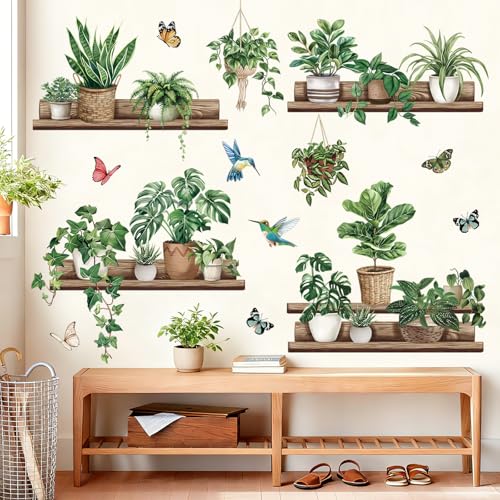 Wondever 3D Potted Plants Wall Decals - Peel & Stick Removable Art