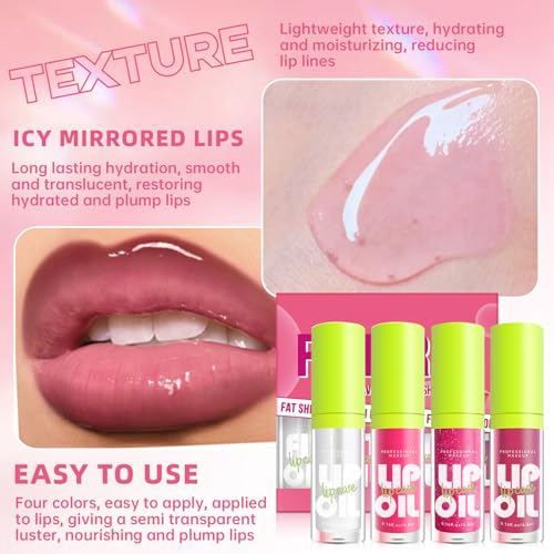 HOSAILY Lip Oil & Lip Liner Set - 4 Colors Moisturizing Gloss