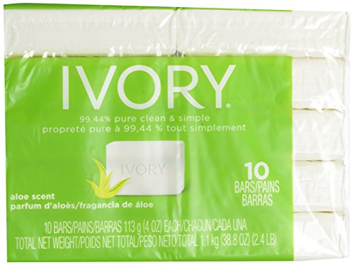 Ivory Bath Size Aloe 4 oz Bar Soap 10-Count - 40 oz Pack (Packaging May Vary)