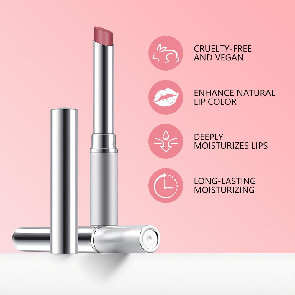 IATMOMOD Pink Cherry Nude Tinted Lip Balm, Sheer Hydrating Glossy Lipstick for All Skin Types - Natural Moisturizing Lip Tint, Long Lasting Waterproof