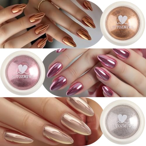 6PCS Holographic Chrome Nail Powder Set - Metallic Mirror Effect