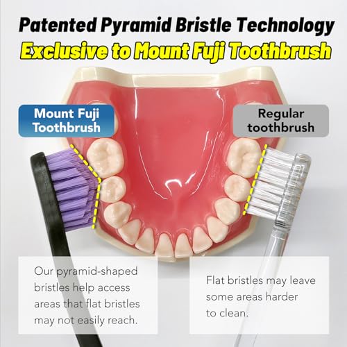 Mount Fuji Pyramid Toothbrush, Medium Bristle Deep Cleaning 3-Pack