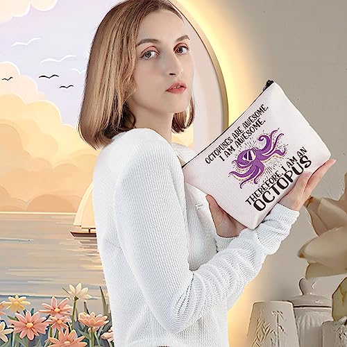 LEVLO Octopus Awesome Makeup Bag - Cute Cosmetic Pouch for Octopus Fans