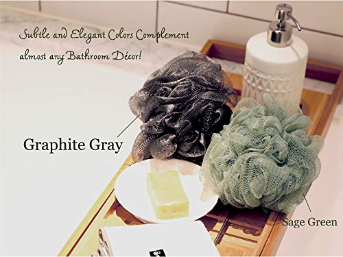 myHomeBody Large 70g Loofah Sponge 3 Pack - 2 Sage Green + 1 Graphite Gray